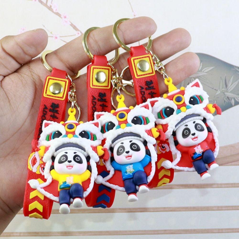 Small Pendants Lion Dance Doll Creative Design Animal Keychain Lion Dance Keychain  Car Keys