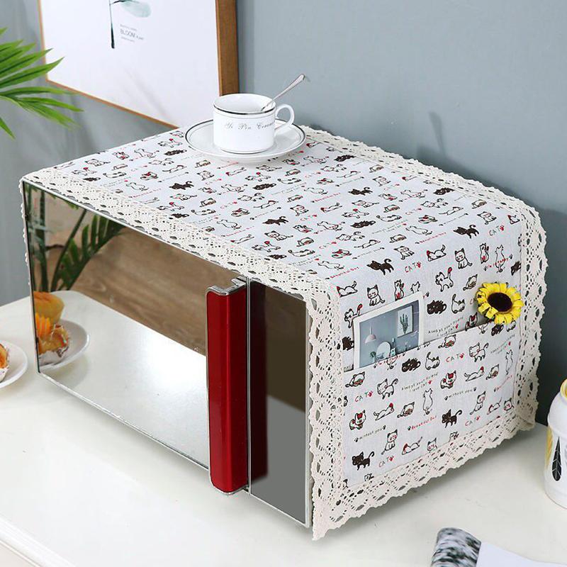 1PC Microwave Oven Machine Washable Cloth Cover Multi-purpose Cotton Linen 100*35cm Grease Proof Cover Kitchen Decor Dust Cover