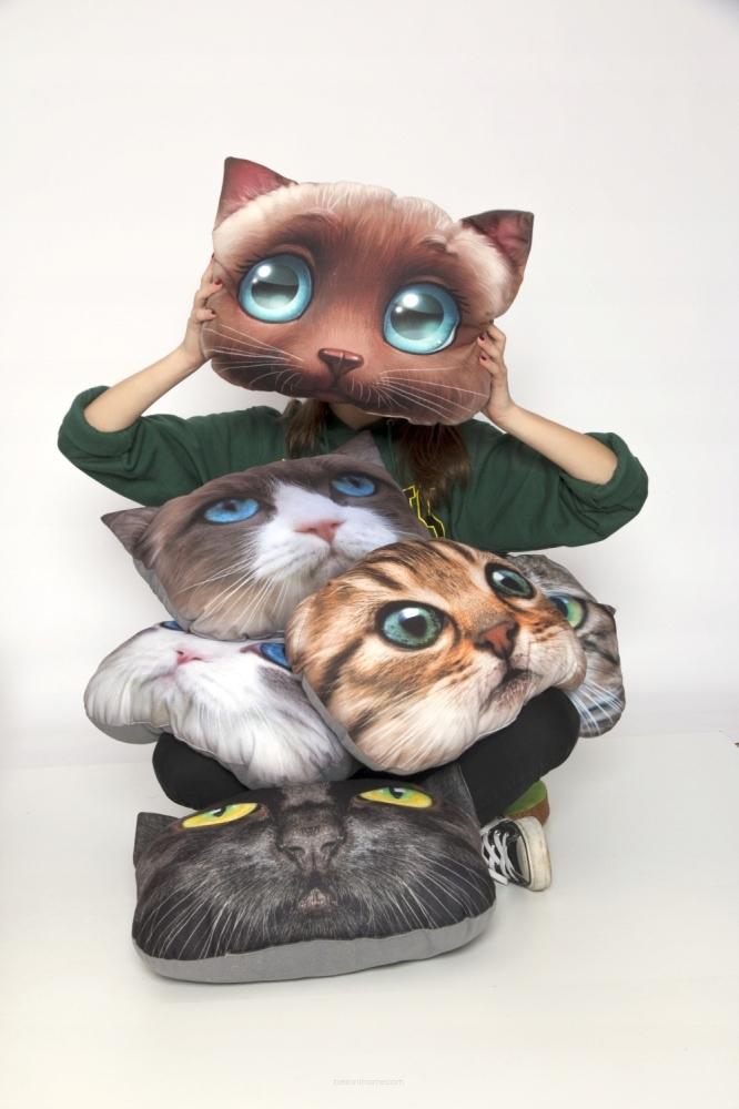 KADAX Pillow Pattern with Cat Print Mascot 30x45 Cm