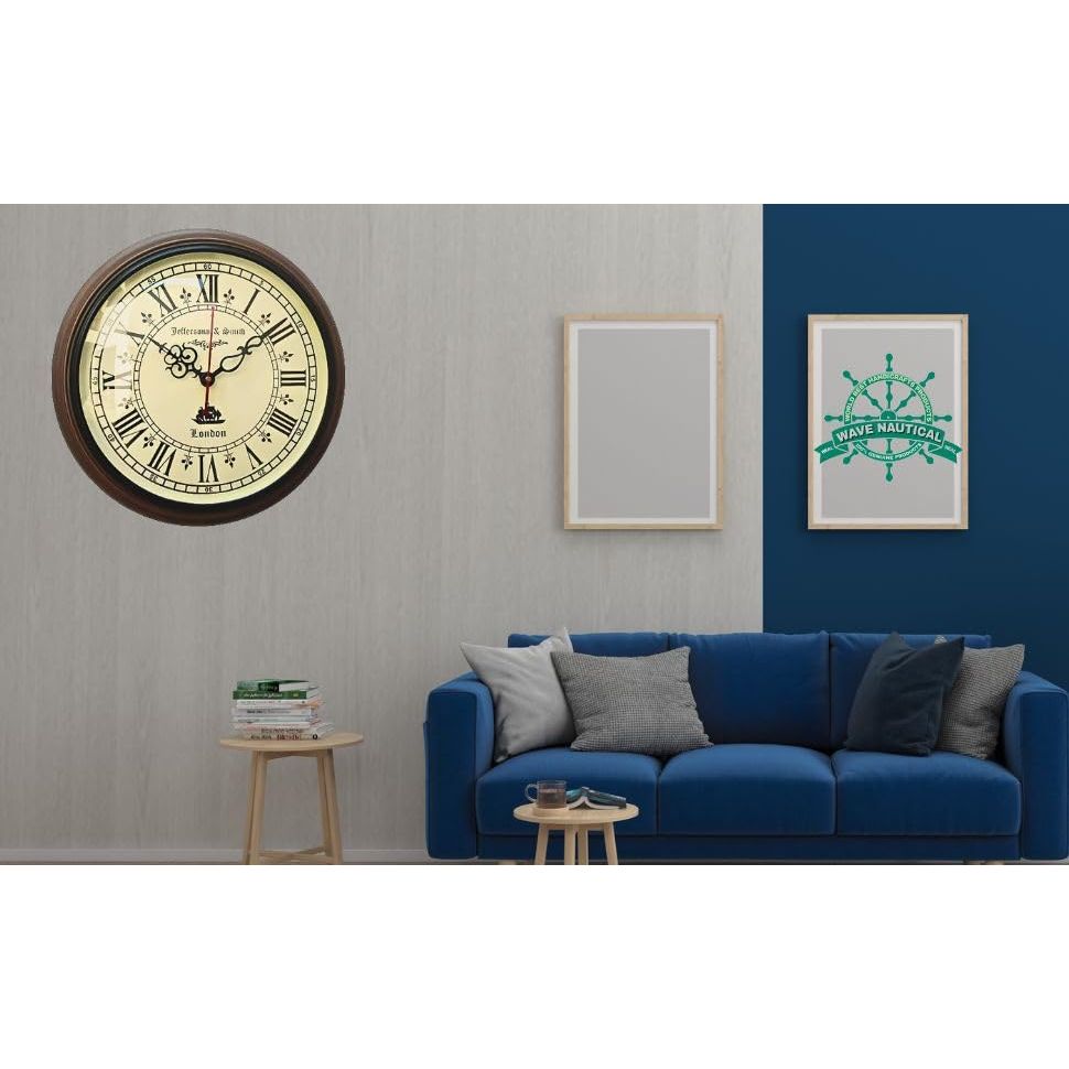 Wood & Glass Wall Clock, 12 inch, Silent Movement, Easy Time Reading, with Installation Tools