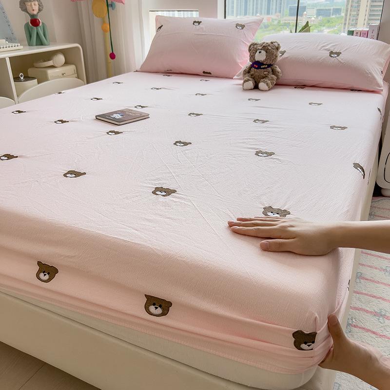 New Style Fitted Sheet Single Piece Embroidered Design Fitted Sheet Cover All-inclusive Non-slip Sheets Dormitory Single Fitted Sheet
