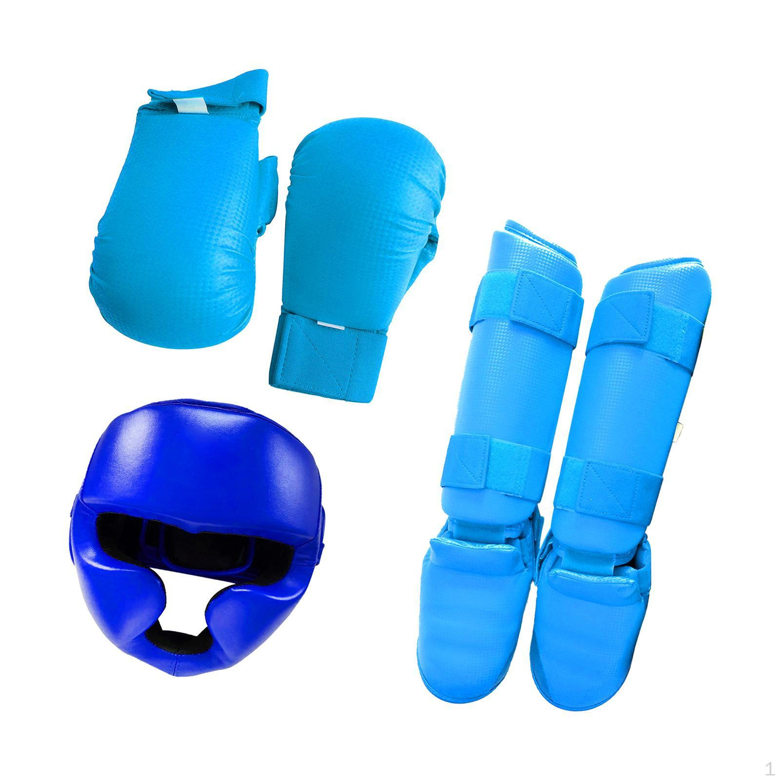 

Karate Sparring Gear Set Boxing Headgear Exercise Practice Shin Guards Head for XL