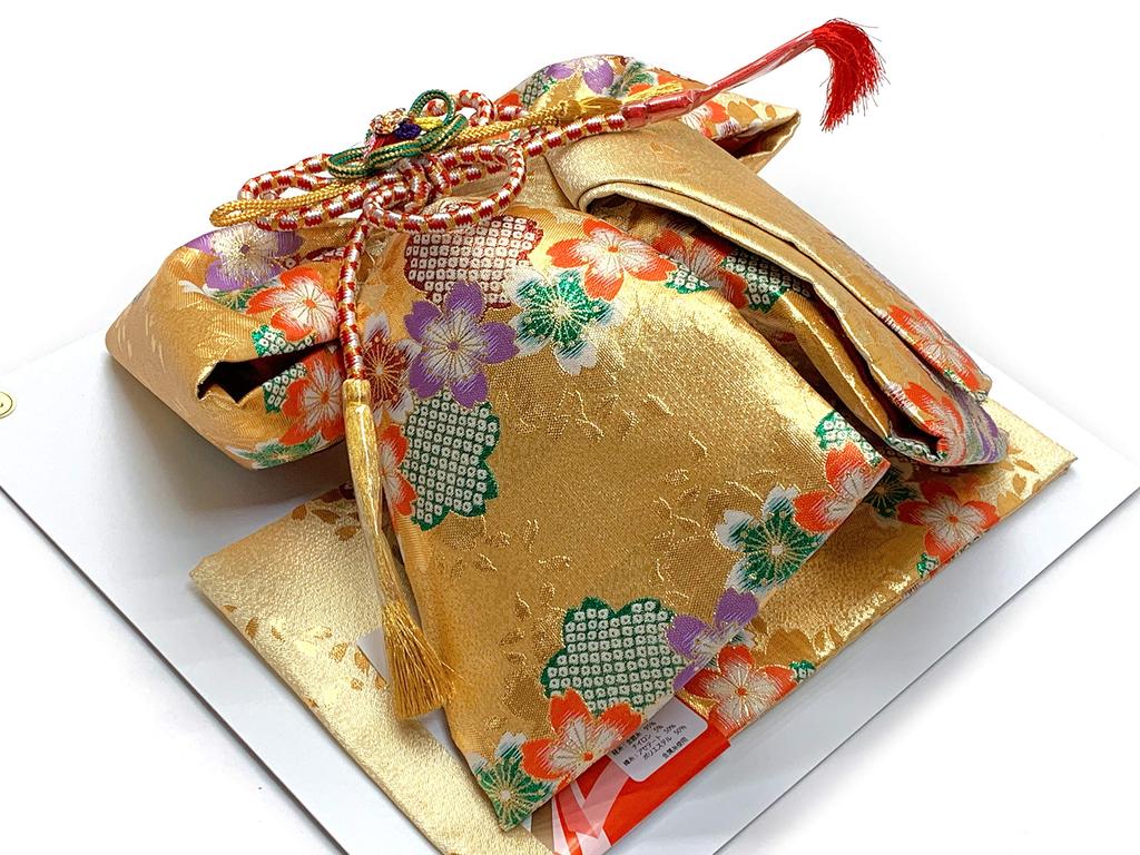 Muromachi Knot Obi 7 Years Old Girl Knot Obi of Gold Brocade Fabric Single Item [Kyoto st. ] Shichi-Go-San "Kin Sakura" NMOeb-Gd