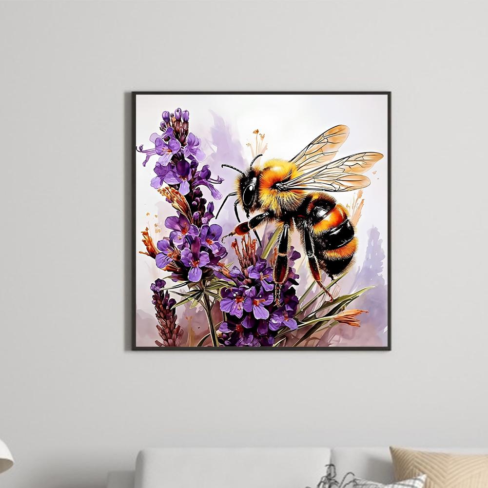 40x40cm Bee Flower 5D DIY Full Drill Round Diamond Painting Kit for Home Decor