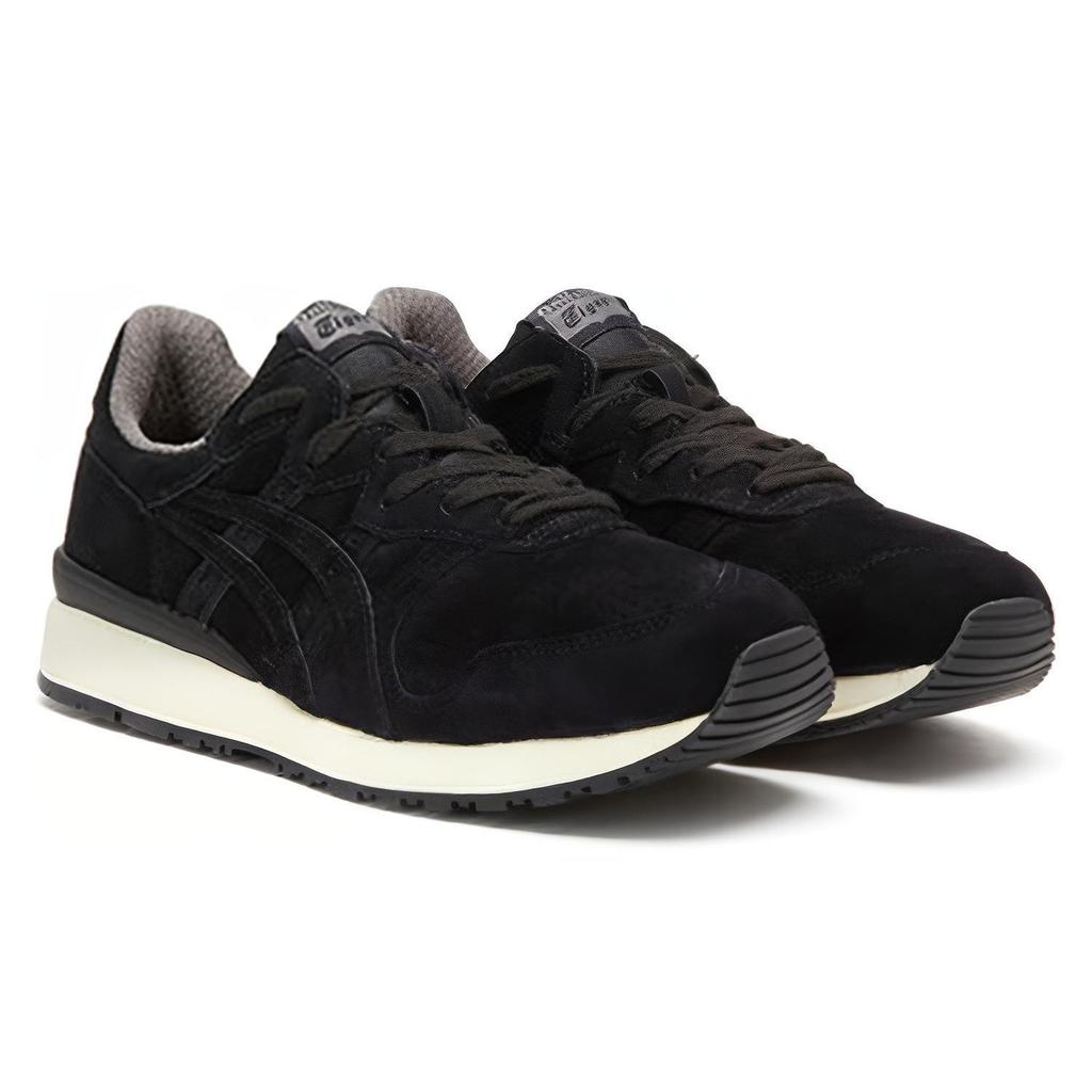 ONITSUKA TIGER Ally Leder Bequeme Vielseitige Rutschfeste Langlebige Low-Top Freizeitschuhe Unisex Sneaker Schwarz D701L-9090