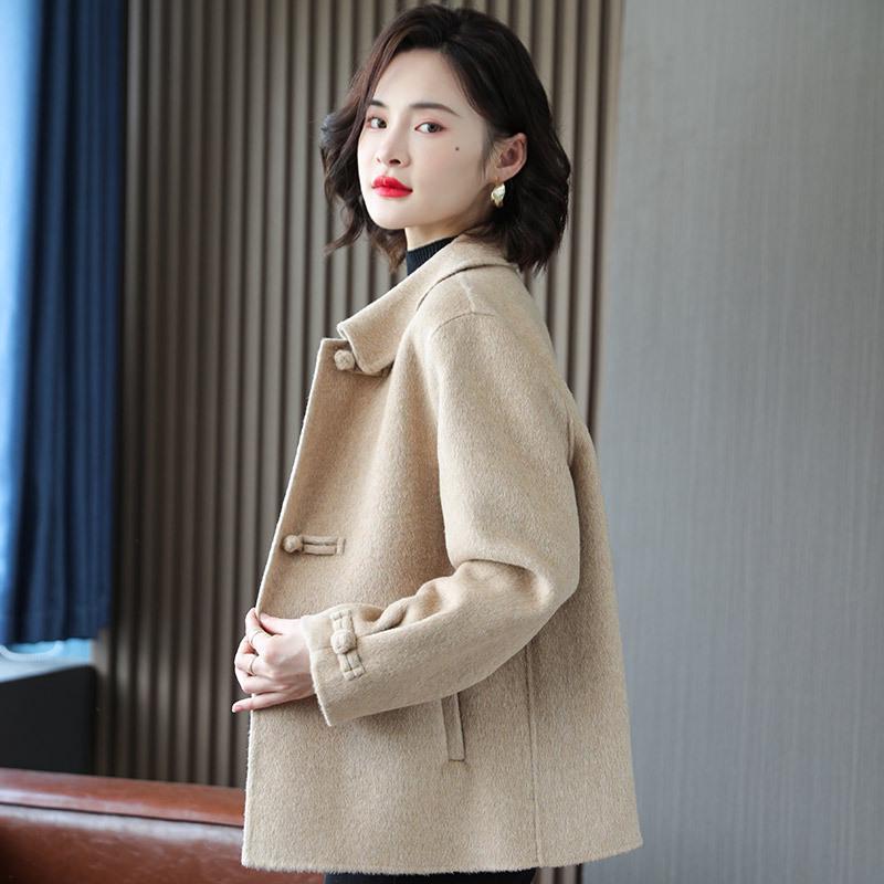Mom's Elegant Wool Lapel Coat for Middle-Aged & Elderly Women - Autumn/Winter Fashion