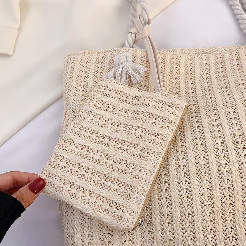 Fashion Large Capacity Straw Tote Bag Designer Women Handbags Handamde Woven Summer Beach Bag Casual Bali Big Purse