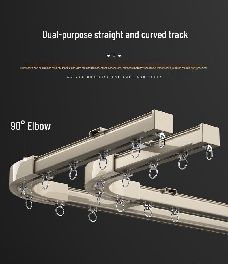 Jianmei 2.6mm Thick Silent Curtain Track with Bendable Heavy Duty Aluminum Alloy Rail and Guide Bearing Wheel.