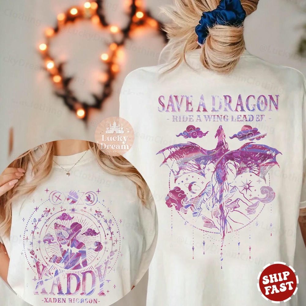 Xaden Fourth Wing Fan Unisex Tee Vintage Dragon Rider 2 Sided Dark College Shirt Cotton Y2K Top Daily Casual Trendy Streetwear