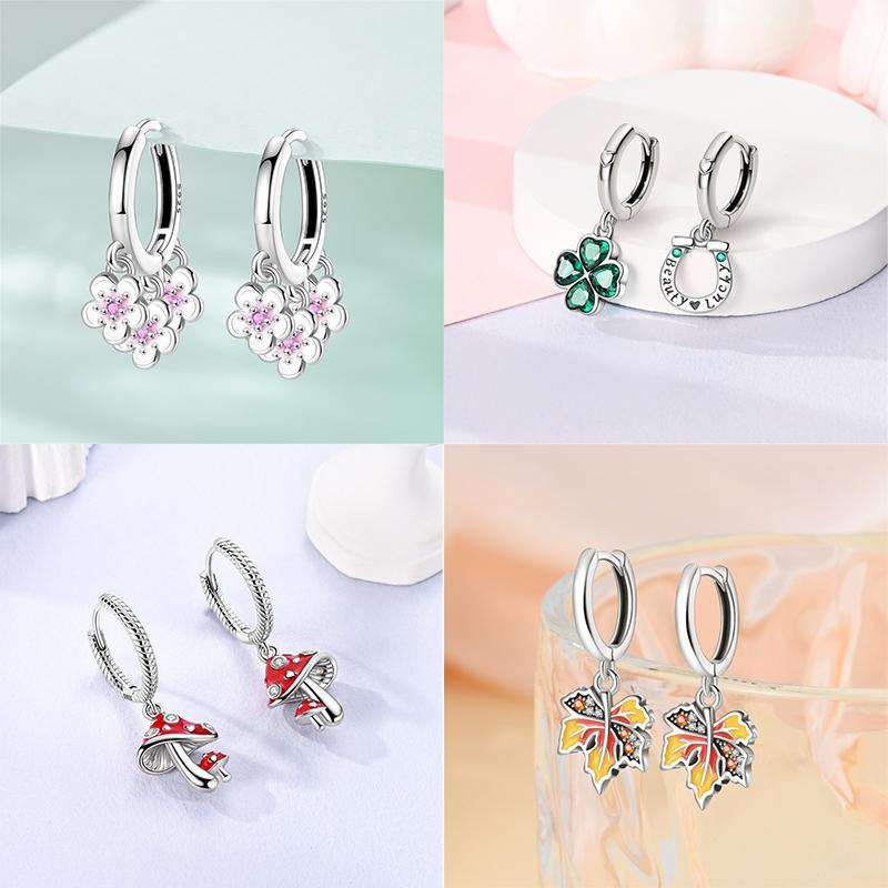 Damen Kupfer Ohrringe Rosa Liebe Sterne Muschel Süße Blume Süß Romantisch Date Party Hochzeit Exquisiter Schmuck Geschenke