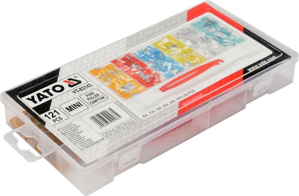 SET OF 121 MINI BLADE FUSES YT-83143 YATO