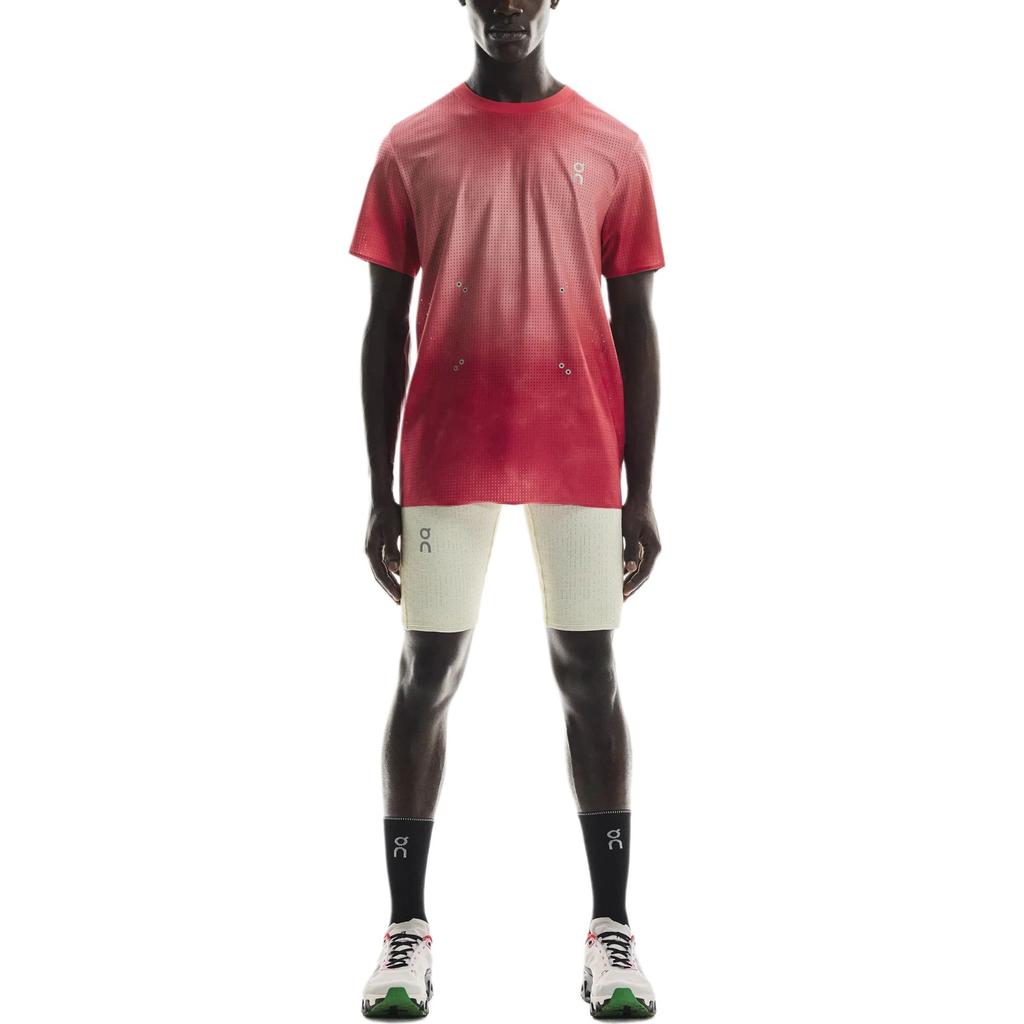 On Pace Mesh Breathable Gradient Versatile Round Neck Pullover Short Sleeve T-Shirt Men Tops Red 1MF10030672