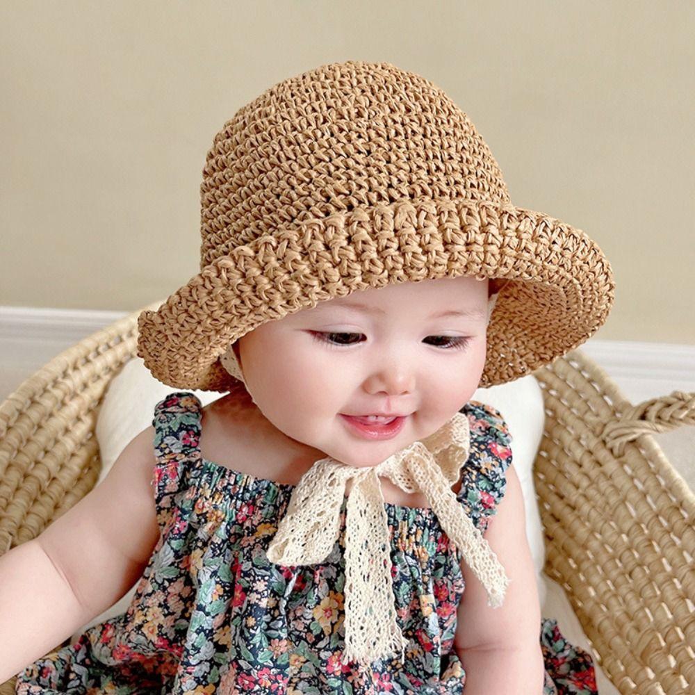 Children Kids Princess Casual Beach Hat Straw Cap Lace Baby Hat Panama Cap