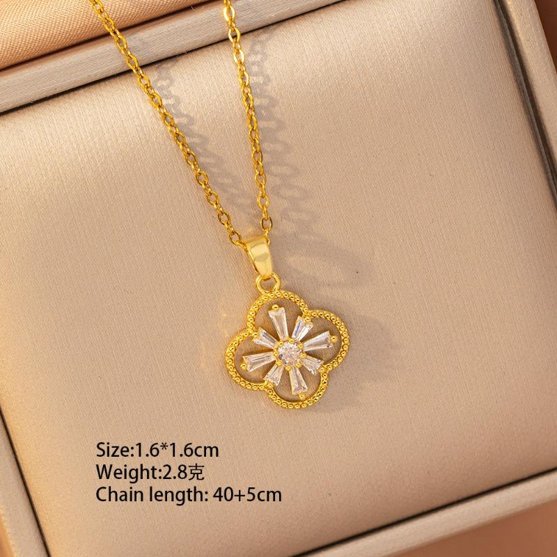[Titanium Steel] Necklace Women's Copper Micro-inlaid Electroplating Advanced Sense Delicate Clavicle Chain Jewelry