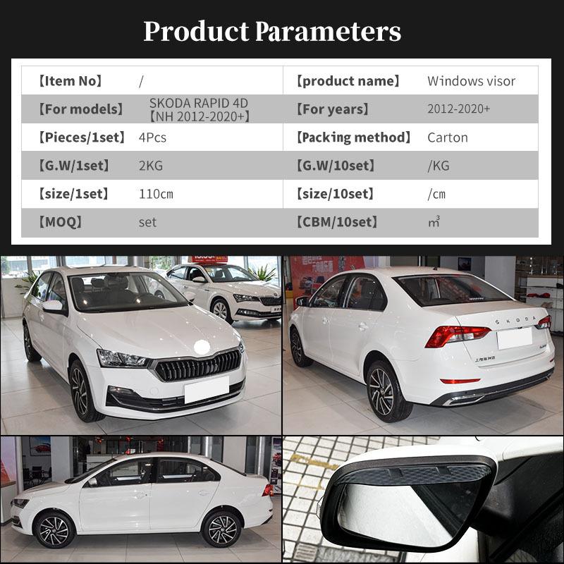 Door Visor For SKODA RAPID 4D NH 2012-2022 CAR Window Visor Vent Wind Deflectors Visors Rain Guard Shades Visor