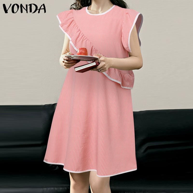 

Летние женские плиссированные платья VONDA M розовый