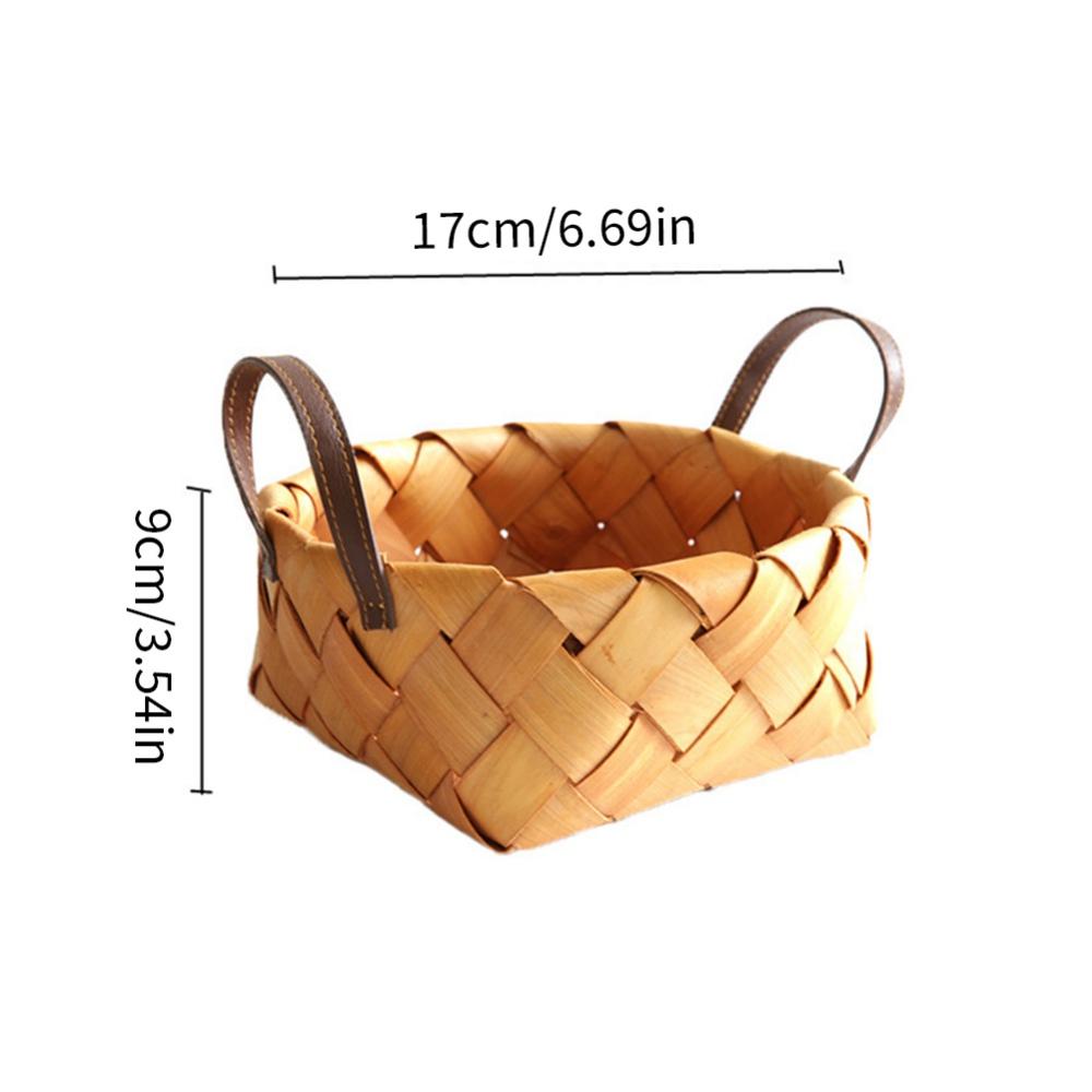 Wood Chip Hand Woven Basket Bread Basket Fruit Vegetables Egg Storage Baskets Flowers Basket Picnic Container Kitchen Storage