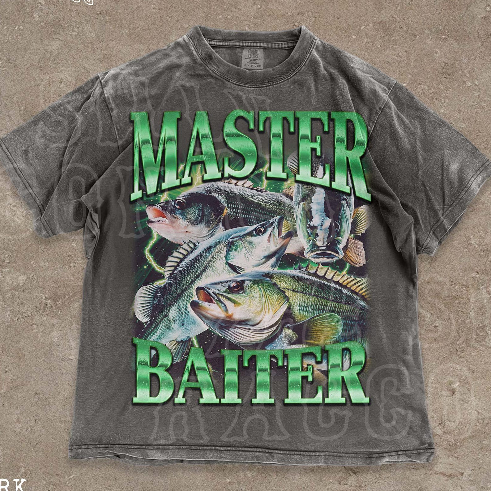 Master Baiter Bass Fishing T-Shirt | Funny Angler Graphic Tee | Vintage Style Angler Tee | Humorous Fishing Distressed Tee M