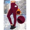 **Leggings da Donna a Vita Alta Foderati in Pile Pantaloni Yoga Tasche Caldi Autunno Inverno Sport**