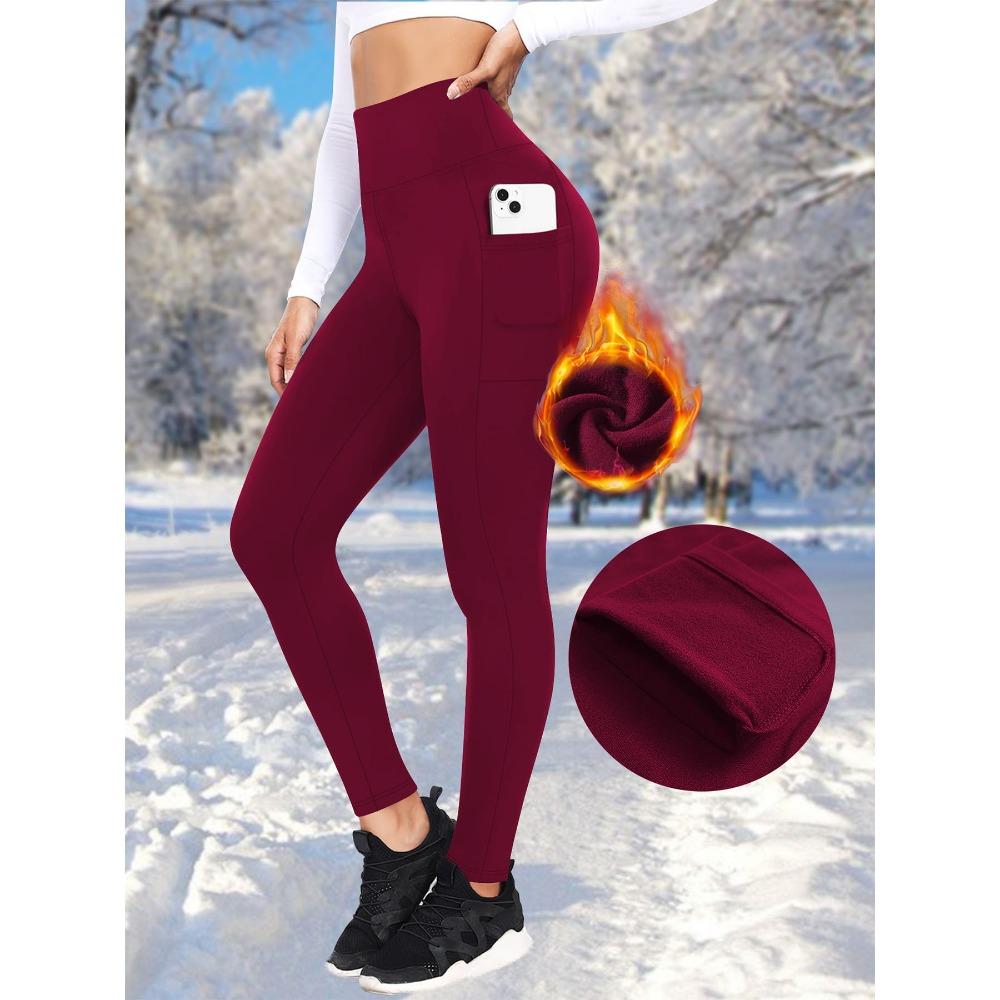 **Leggings da Donna a Vita Alta Foderati in Pile Pantaloni Yoga Tasche Caldi Autunno Inverno Sport**