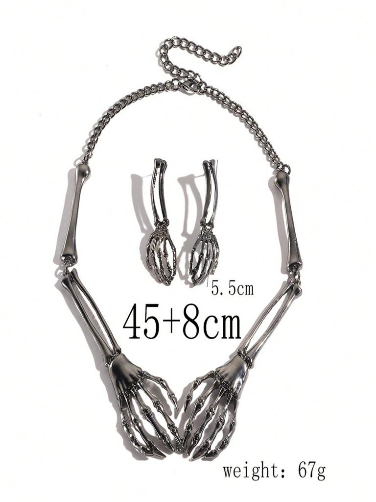 Fashionable Gothic Punk Exaggerated Retro Necklaces, Necklaces, Earrings Set, Halloween Accessories