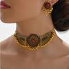 Southeast Asia Indian Ethnic Gemstone Beaded Earrings and Necklace Set