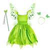 Vestito da Elfo Verde Campanellino - Costume Cosplay di Halloween per Bambini