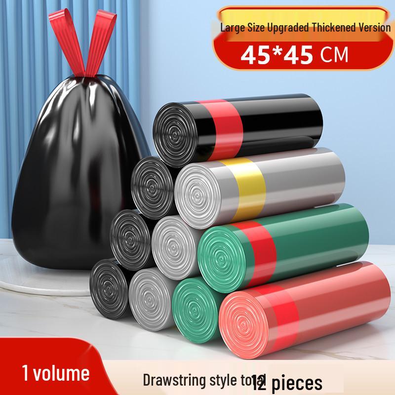 100 Large Drawstring Trash Bags, Black and Thickened for Home, Kitchen, Dorm, Office