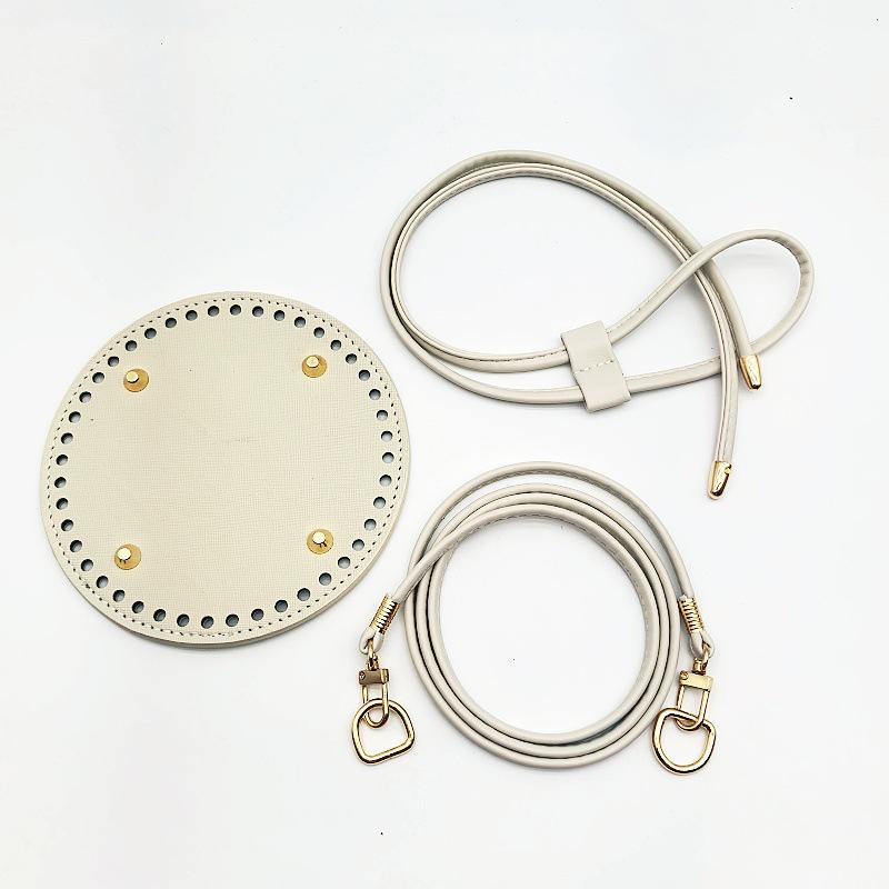 

3Pcs/Set Handmade Bag Bottom Pu Leather Bucket Bag Base With Shoulder Strap For Knitted Bags Diy Crochet Bag Accessories