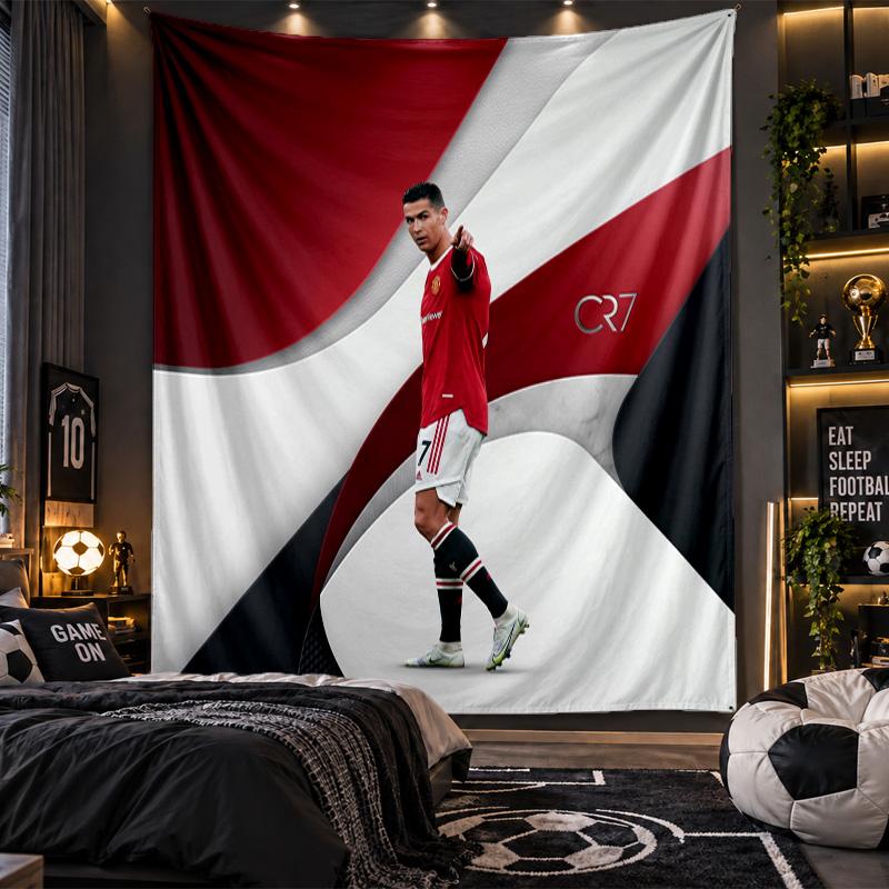 Nástenná tapiséria s potlačou Cristiana Ronalda, látka do obývacej izby, spálne, domáca dekorácia