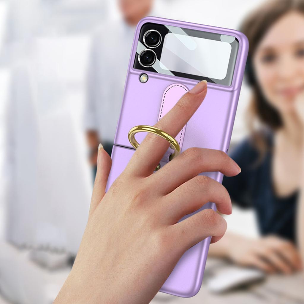 Fashion Lens Glass +Ring Case For Samsung Galaxy Z Flip 3 5g Cover Anti -Knock Luxury Cases For Flip3