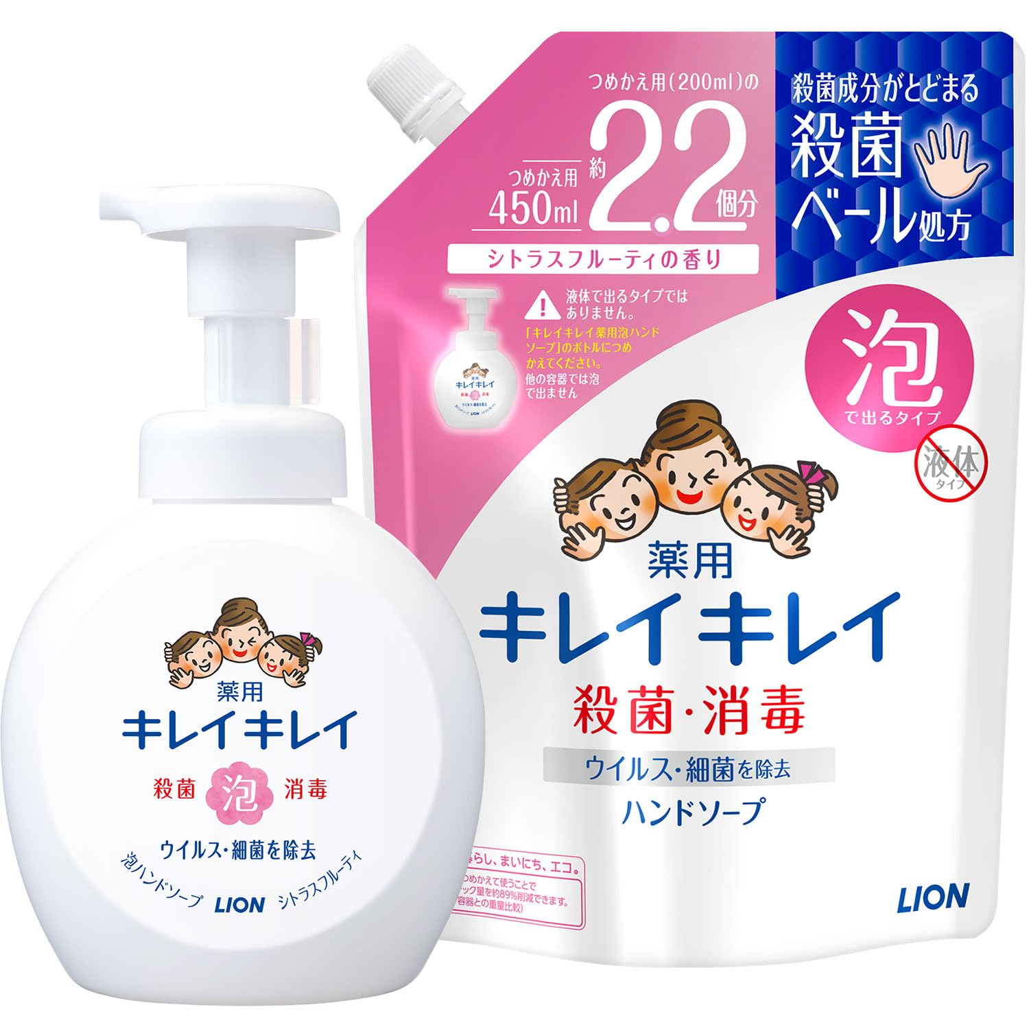 

Kirei Kirei Medicated Foaming Hand Citrus Fruity Large 500ml 450ml Sterilizing [Quasi-drug] Soap, Scent, Pump, + Refill,