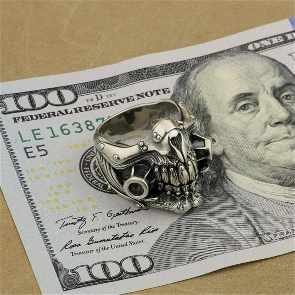Simple Fashion Trend Rock Retro Mechanical Punk Max Undead Mask Men's Ring Party Street Niche Gift