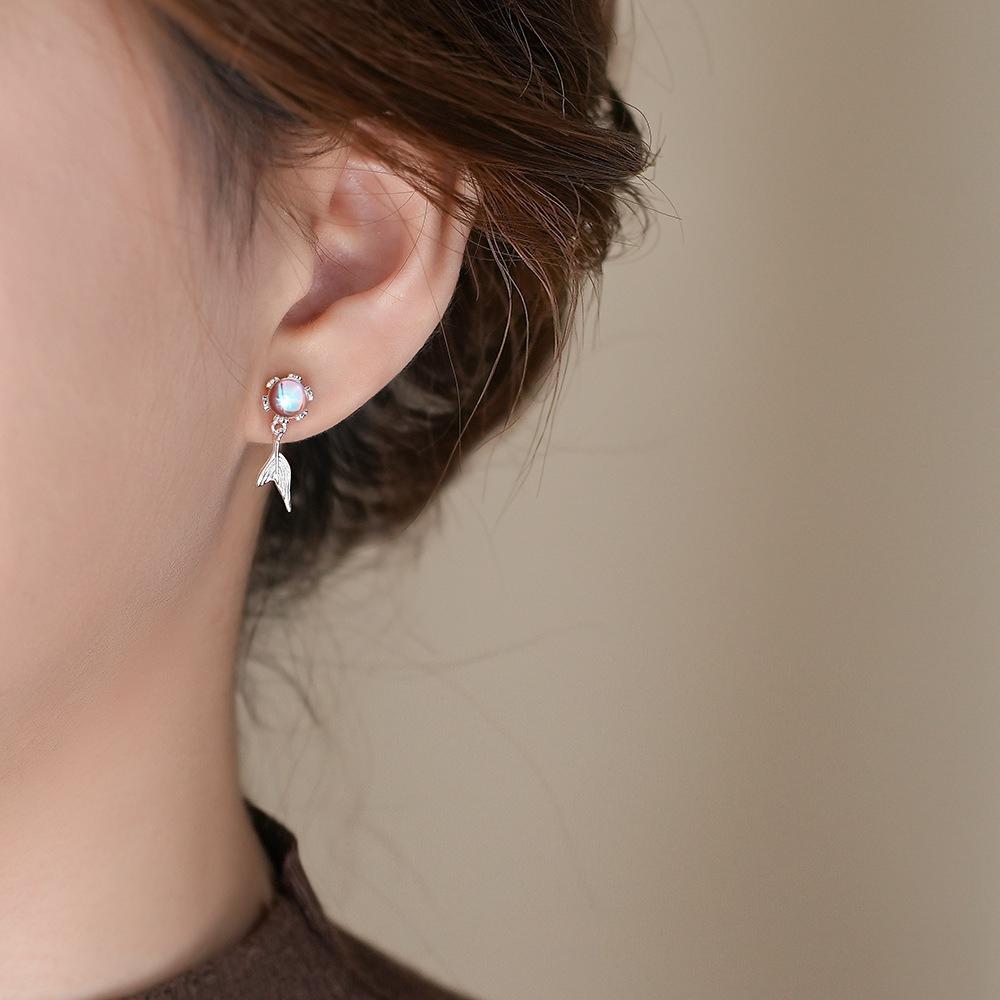 Forest Fairy Wind Moon Light Bubble Fish Tail Earnail Women's Fashion Versatile and Niche Mermaid Hime Earrings