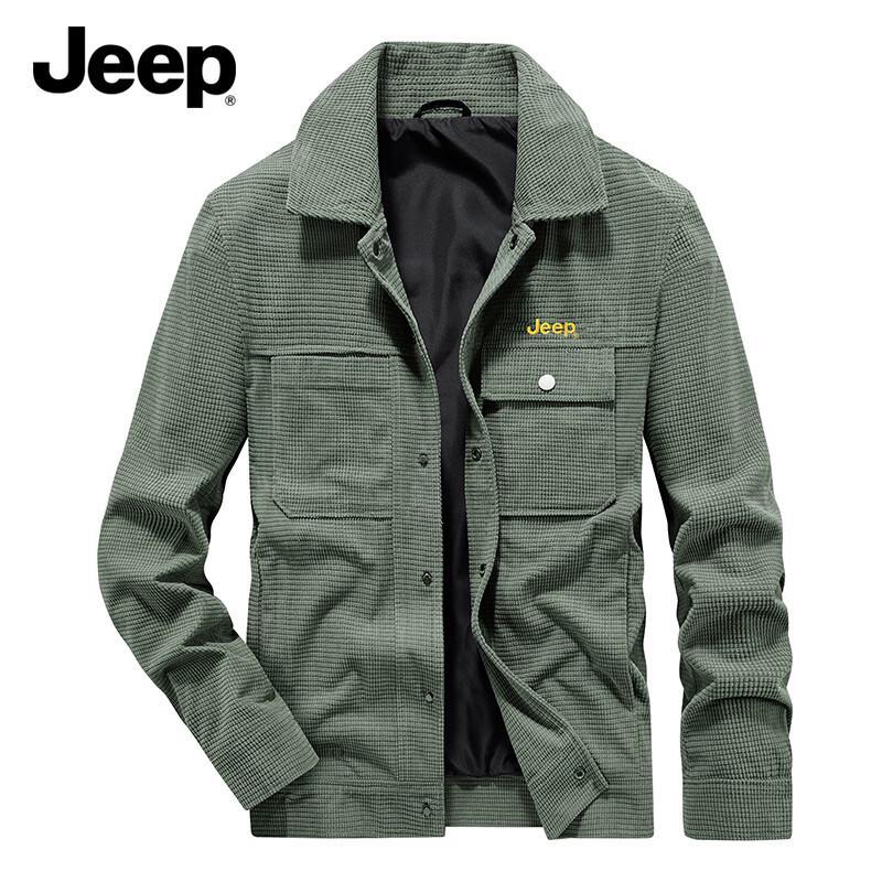 Jeep Men's Waffle Knit Casual Outdoor Lapel Jacket