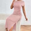 Women's Fashion Summer Spring Stripe Print O-Neck Slim Casual Dresses
