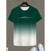 Summer Men's Gradient Color Casual Stretch Sports T-shirt, Round Neck Tee Shirt For Fashion