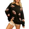 Ladies' Casual And Fashionable Round Neck Top With Ball Print Hooded T-shirt Long Sleeved Sweatshirt