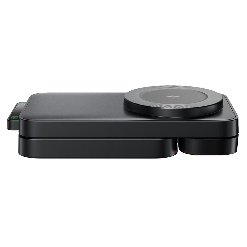 HT-545 Foldable Magnetic Wireless Charger with Night Light 3 In 1 15W Fast Charging Station for Phone/Earbuds/Watch