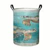 1pc, Vintage Sea Turtle Laundry Basket, Ocean Turtle And Old Map Print Collapsible Storage Bin, Organizer Basket with Handles for Clothes, Towels, Bed