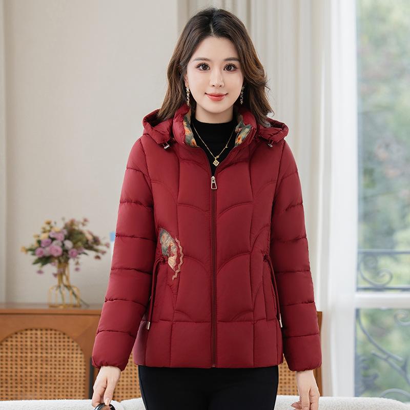 Grandma's Winter Cotton-padded Coat for Middle-aged and Elderly Women, Thickened Mom's Down-padded Coat, Old Lady's Hooded Clothes