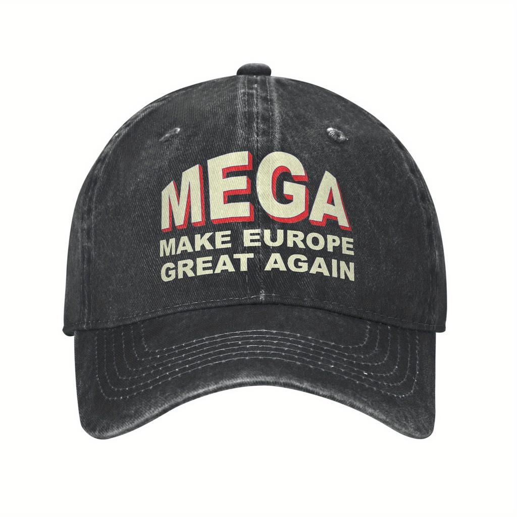 MEGA MAKE EUROPE GREAT AGAIN Verstellbare Baseballkappe - Schwarz, Vintage-Stil, Lässige Kopfbedeckung