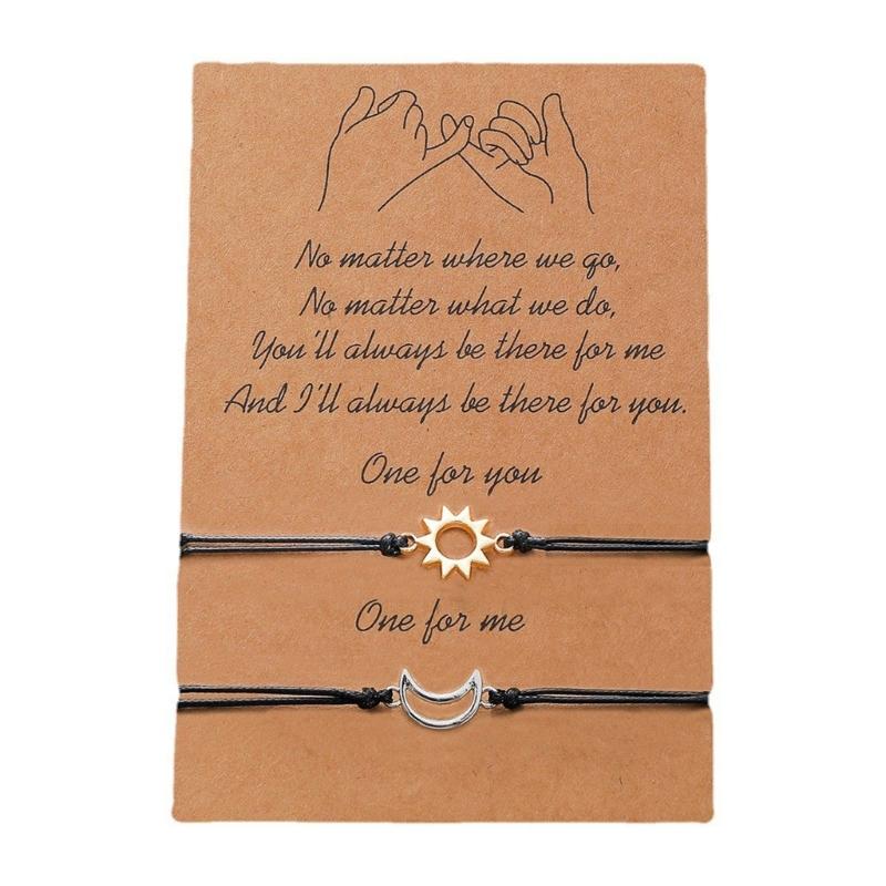 2 Stück Sonne und Mond Paar Armbänder Accessoire, das ewige Liebe symbolisiert, mit schwarzem Design für romantischen Ausdruck