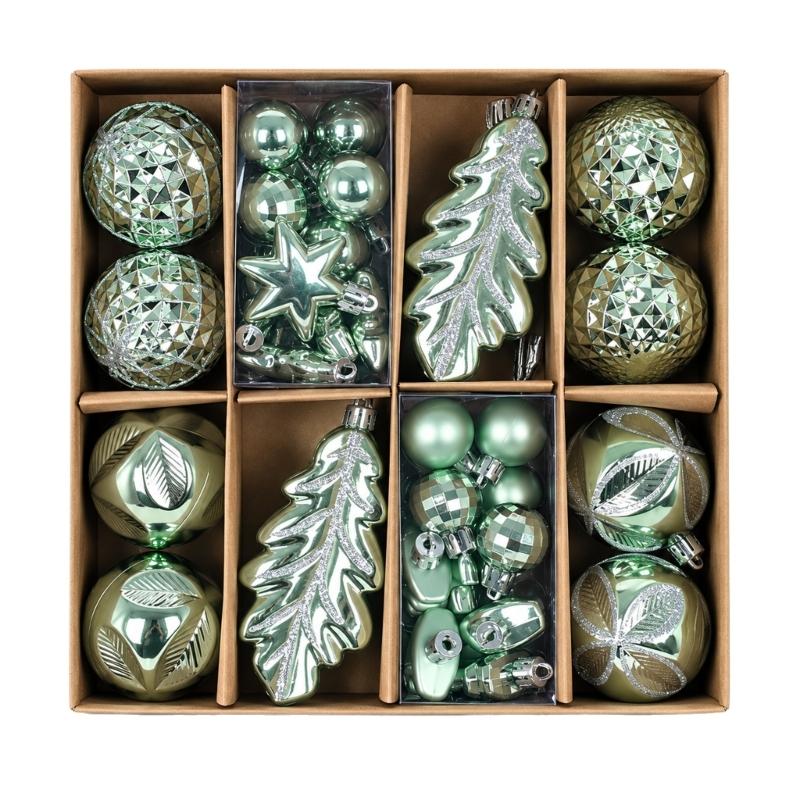 Feiertags-Kugel-Sortiment, 40-teilige Sammlung mit gemischten Oberflächen für Weihnachtsbaum, Kaminsims, Fensterbank und Veranda-Dekorationen