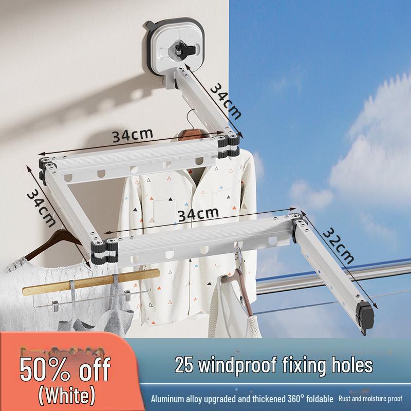 "Punch-Free Suction Cup Folding Clothes Rack - Telescopic Invisible Balcony Rod"
