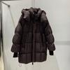 Womens Mid-Length Hooded Puffer Coat With 86-90% White Duck Down Warm Thick Winter Outerwear Loose Fit Elegant Commuter Style