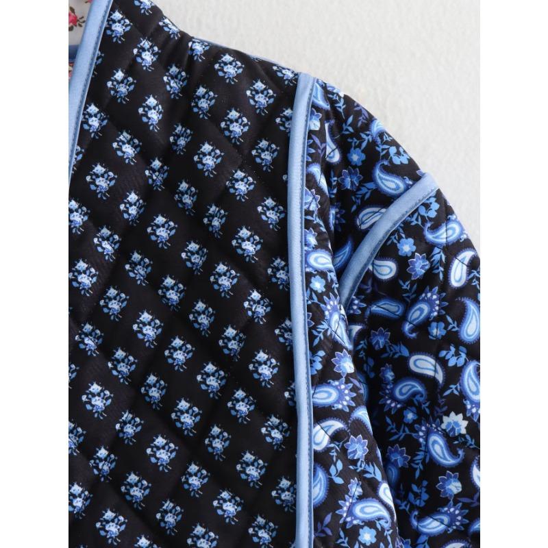 Herbst Damen Street Fashion Wendbare Bedruckte Baumwolljacke Mantel