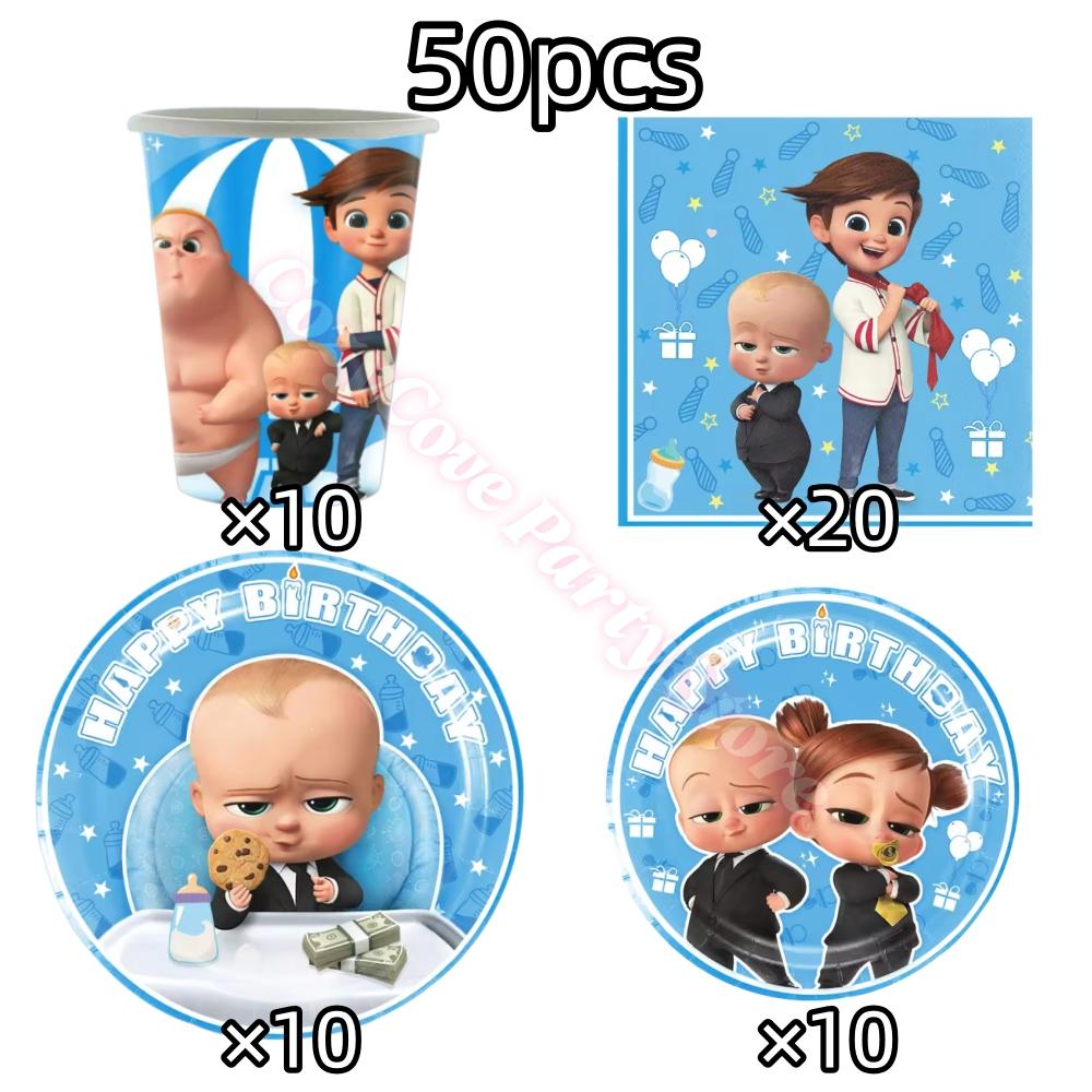 Bossed Baby Thema Verjaardagsfeest Decoratie Pasgeboren 1e Servies Set Bord Beker Ballonnen Voor Kinderen Babyborrel Feest Bedankjes Cadeaus