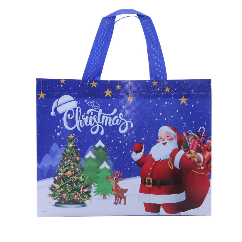 5pcs Print Handbag Christmas Gift Bag Foldable Shopping Bag Beach Bag Folding Storage Bag Cartoon Non Woven Bag Large Capacity