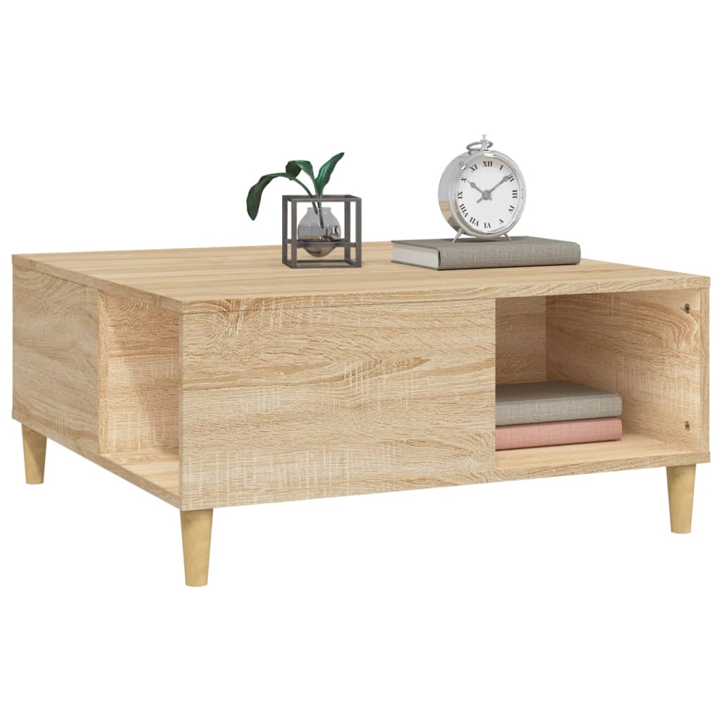  Coffee Table, Sonoma Oak 80x80x36.5 Cm Wood-based Material